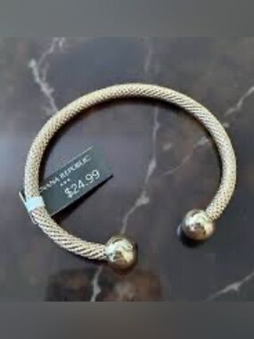 Banana Republic Silver Mesh Open Cuff Bracelet